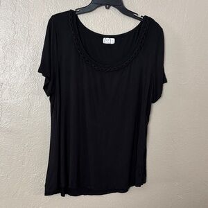 Maurice’s 24/7 Solid Braided Neck Tee Women’s XXL Black